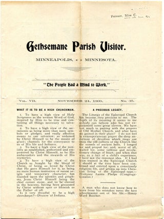 Item #000011073 Gethsemane Parish Visitor; "The People had a Mind to Work" Vestry of the Church...