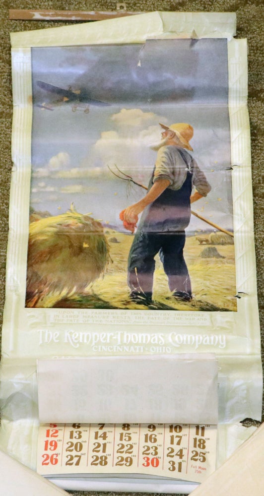 Item #000011123 Farmer's Wall Calendar; "Upon the Farmers of This Country, Therefore, in Lage Measure Rests the Fate of the War and the Fate of the Nations", April 5th, 1917. The Kemper Thomas Company.
