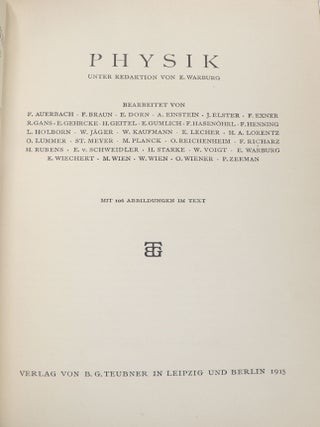 Physik; Unter Redaktion von E. Warburg