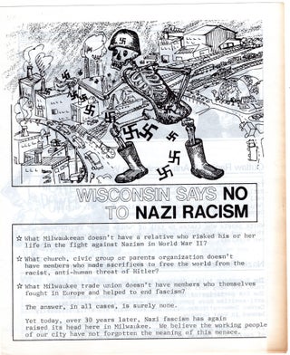 Item #000012659 Wisconsin Says No to Nazi Racism. Wisconsin, Wisconsin Communist Party,...