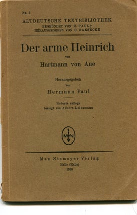 Item #000012680 Der Arme Heinrich [= The Poor Heinrich]. Hartmann von Aue