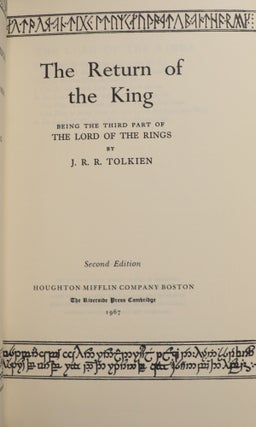 The Fellowship of the Ring; The Two Towers; The Return of the King; [The Lord of the Rings]; Being the First Part of The Lord of the Rings; Being the Second Part of The Lord of the Rings; Being the Third Part of The Lord of the Rings