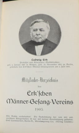 Erk'Schen Männer-Gesangverein Berlin [= Erk'schen Men's Choir Berlin]; Vereins-Sonds [= Club Songs]