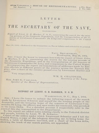 Letter from The Secretary of the Navy, Transmitting Report of Lieut. G.B. Harber, U.S.N., Concerning the Search for the Missing Persons of the Jeannette Expedition, and the Transportation of the Remains of Lieutenant-Commander De Long and Companions to the United States