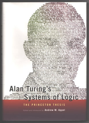 Item #000013952 Alan Turing's Systems of Logic; The Princeton Thesis. Alan Turing