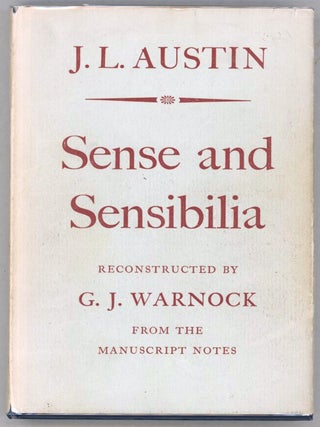 Item #000013980 Sense and Sensibilia. J. L. Austin