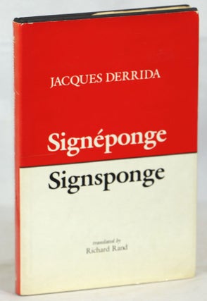 Item #000014016 Signéponge / Signsponge. Jacques Derrida