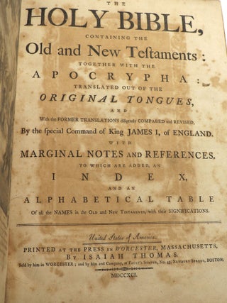 The Holy Bible, Containing the Old and New Testaments: Together with the Apocrypha: Translated out of the Original Tongues ...