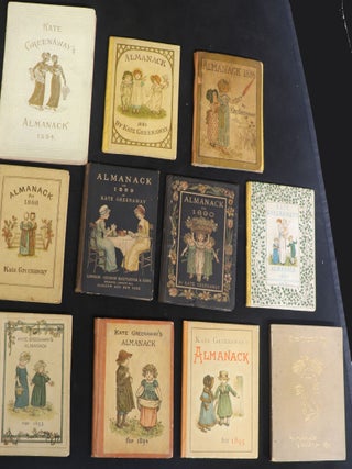 A Complete Run of Greenaway's Almanacks from 1883 to 1897: Almanack for 1883; Almanack for 1884; Almanack for 1885; Almanack for 1886; Almanack for 1887; Almanack for 1888; Almanack for 1889; Almanack for 1890; Almanack for 1891; Almanack for 1892; Almanack for 1893; Almanack for 1894; Almanack for 1895; Almanack and Diary for 1897