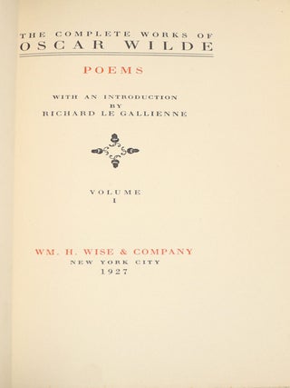 The Complete Works of Oscar Wilde; Poems; Vera and Other Early Plays; The Happy Prince and Other Fairy Tales; The Picture of Dorian Gray; Intentions; Lord Arthur Savile's Crime, The Portrait of Mr. W.H. and Other Stories; Lady Windermere's Fan, A Woman of No Importance; The Importance of Being Earnest, An Ideal Husband; Salome and Other Plays; The Soul of Man Under Socialism and Other Essays; De Profundis Lectures and Essays; Criticisms and Reviews