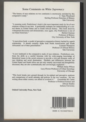 Item #000016460 White Supremacy; A Comparative Study in American and South African History....
