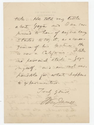 Autograph Manuscript Letter Signed by William James Sent to Mr. Washburn