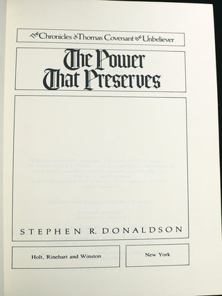 The Chronicles of Thomas Covenant the Unbeliever: Lord Foul's Bane; The Illearth War; The Power That Preserves