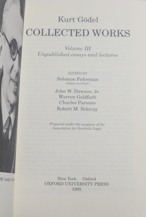 Collected Works Volume I; Collected Works Volume II; Collected Works Volume III; Publications 1929-1936; Publications 1938-1974; Unpublished Essays and Lectures