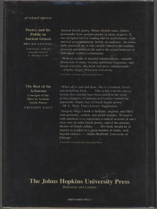 Pindar's Homer; The Lyric Possession of an Epic Past