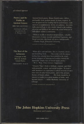 Pindar's Homer; The Lyric Possession of an Epic Past