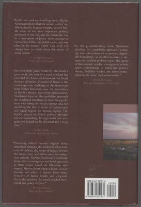 Frontiers of Justice; Disability, Nationality, Species Membership