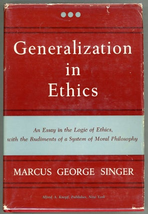 Item #000026 Generalization in Ethics; An Essay in the Logic of Ethics, with the Rudiments of a...