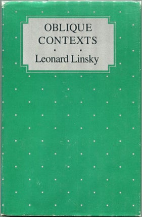 Item #00007969 Oblique Contexts. Leonard Linsky
