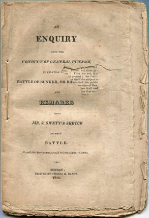 Item #00008612 A Enquiry into the Conduct of General Putnam, in Relation to [the] Battle of...