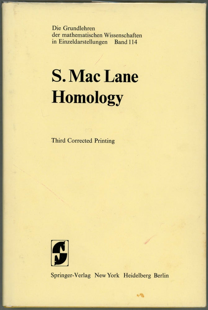 Item #00009770 Homology. Saunders Mac Lane.